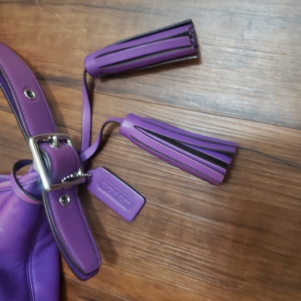 COACH Vtg 19889 Large Legacy Duffle Purple Leather Bucket Bag - Picture 6 of 11
